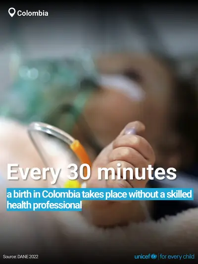 Skilled birth attendance tile for Colombia, Bold number · English