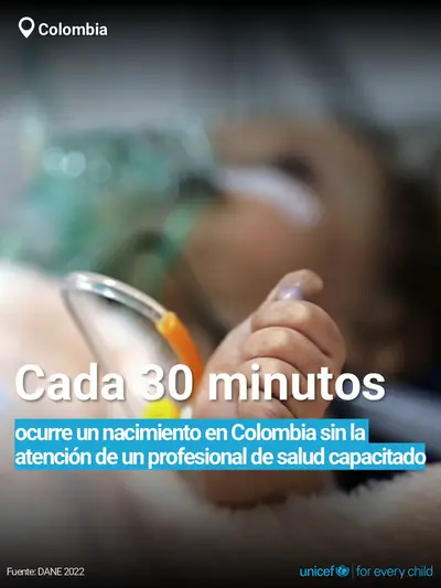 Skilled birth attendance tile for Colombia, Bold number · Spanish