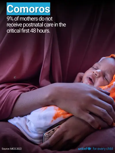 Postnatal care tile for Comoros, Photo · English