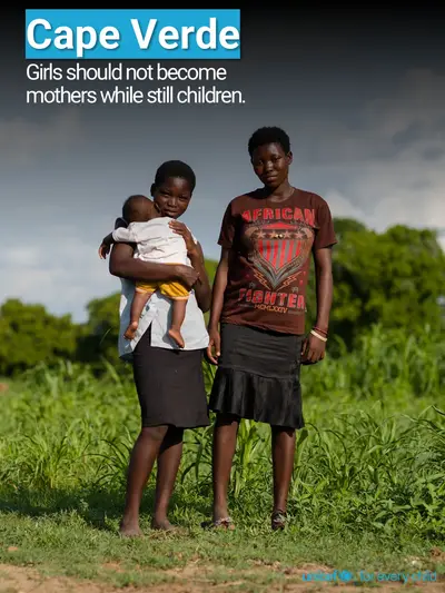 Adolescent motherhood tile for Cabo Verde, Photo · English