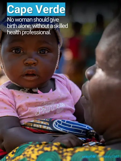 Skilled birth attendance tile for Cabo Verde, Photo · English