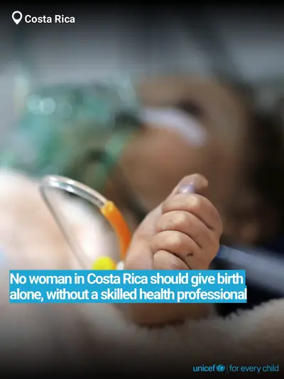 Skilled birth attendance tile for Costa Rica, Bold number · English
