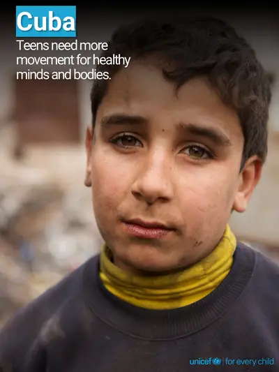 Adolescent physical activity tile for Cuba, Photo · English