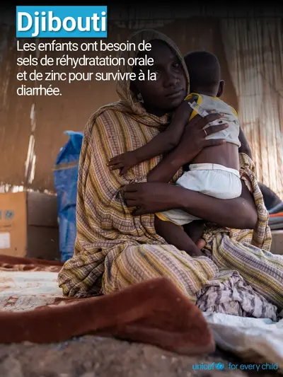 Oral rehydration salts tile for Djibouti, Photo · French
