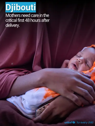 Postnatal care tile for Djibouti, Photo · English