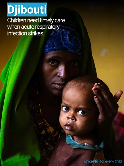 Childhood pneumonia tile for Djibouti, Photo · English