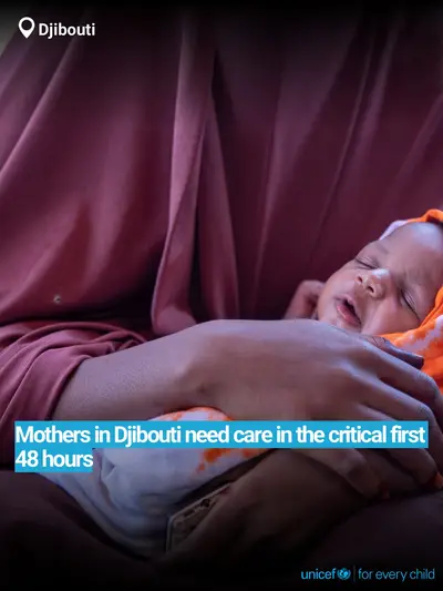 Postnatal care tile for Djibouti, Bold number · English