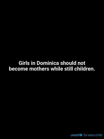 Adolescent motherhood tile for Dominica, Text only · English