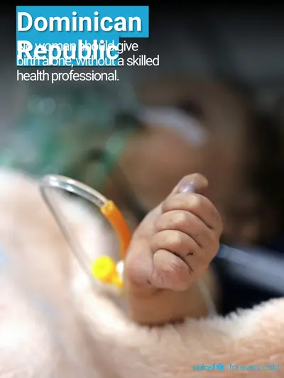 Skilled birth attendance tile for Dominican Republic, Photo · English