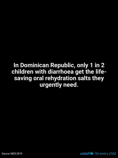 Oral rehydration salts tile for Dominican Republic, Text only · English