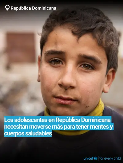 Adolescent physical activity tile for Dominican Republic, Bold number · Spanish