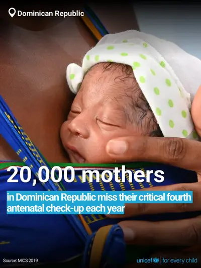 Antenatal care tile for Dominican Republic, Bold number · English