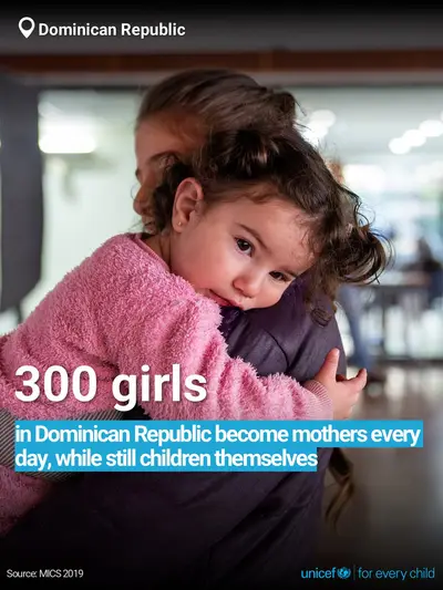 Adolescent motherhood tile for Dominican Republic, Bold number · English