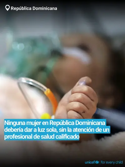 Skilled birth attendance tile for Dominican Republic, Bold number · Spanish
