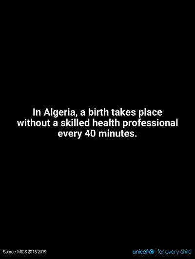 Skilled birth attendance tile for Algeria, Text only · English