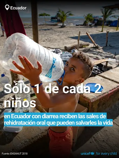 Oral rehydration salts tile for Ecuador, Bold number · Spanish