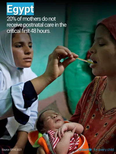 Postnatal care tile for Egypt, Photo · English