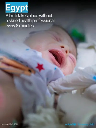Skilled birth attendance tile for Egypt, Photo · English
