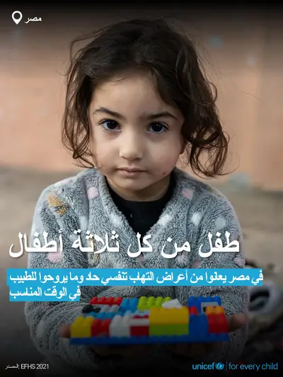 Childhood pneumonia tile for Egypt, Bold number · Arabic