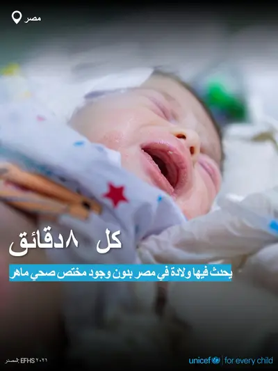 Skilled birth attendance tile for Egypt, Bold number · Arabic