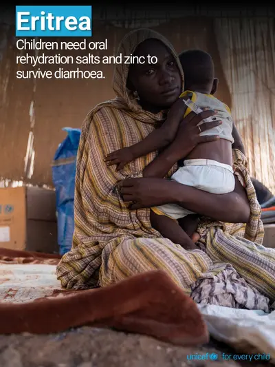 Oral rehydration salts tile for Eritrea, Photo · English
