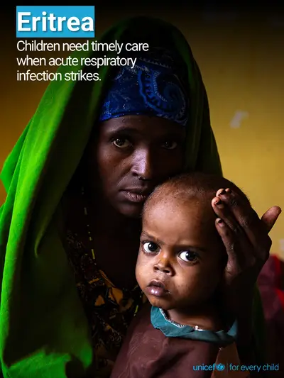 Childhood pneumonia tile for Eritrea, Photo · English