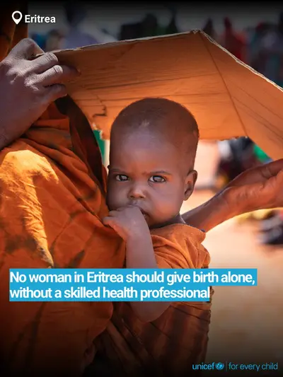 Skilled birth attendance tile for Eritrea, Bold number · English