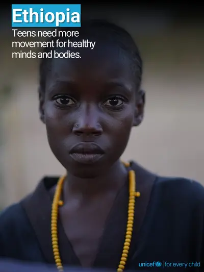 Adolescent physical activity tile for Ethiopia, Photo · English
