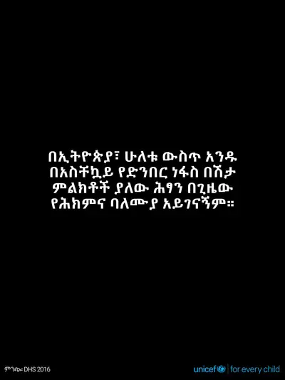 Childhood pneumonia tile for Ethiopia, Text only · Amharic