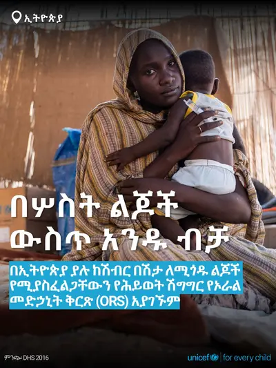 Oral rehydration salts tile for Ethiopia, Bold number · Amharic