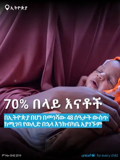 Postnatal care tile for Ethiopia, Bold number · Amharic