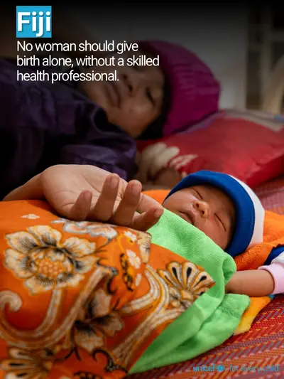 Skilled birth attendance tile for Fiji, Photo · English