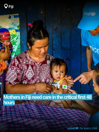 Postnatal care tile for Fiji, Bold number · English