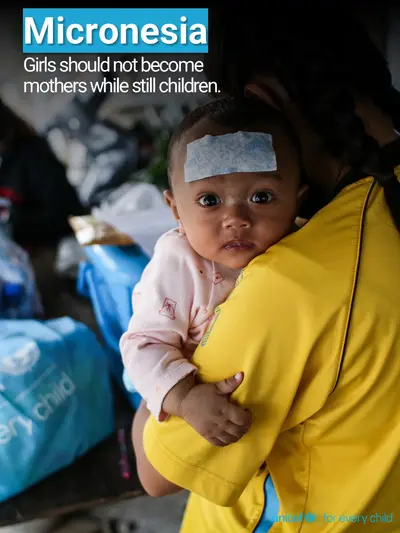 Adolescent motherhood tile for Micronesia (Federated States of), Photo · English
