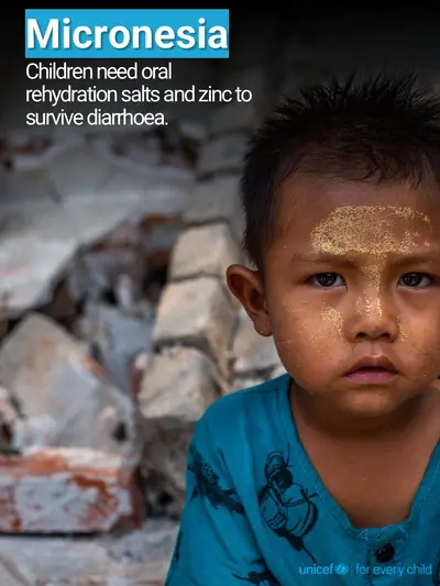 Oral rehydration salts tile for Micronesia (Federated States of), Photo · English