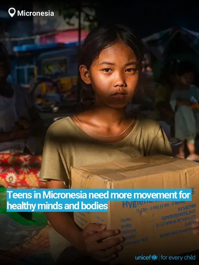 Adolescent physical activity tile for Micronesia (Federated States of), Bold number · English