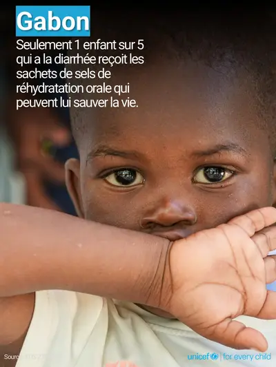 Oral rehydration salts tile for Gabon, Photo · French