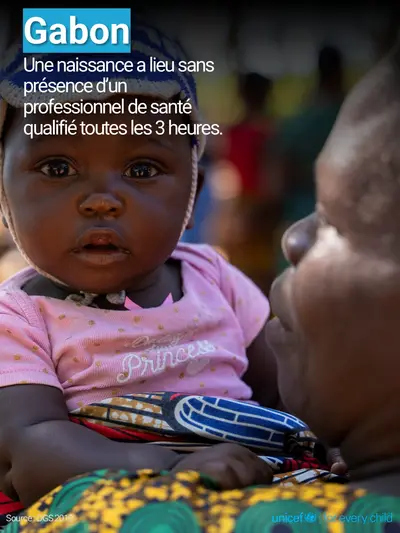 Skilled birth attendance tile for Gabon, Photo · French