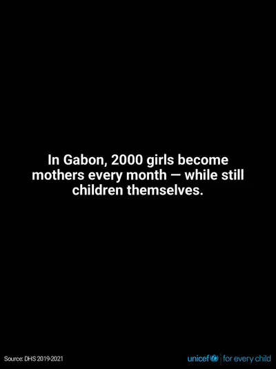 Adolescent motherhood tile for Gabon, Text only · English