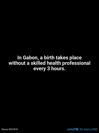 Skilled birth attendance tile for Gabon, Text only · English
