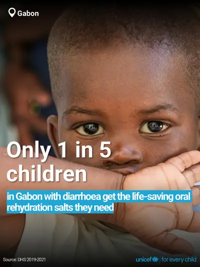 Oral rehydration salts tile for Gabon, Bold number · English