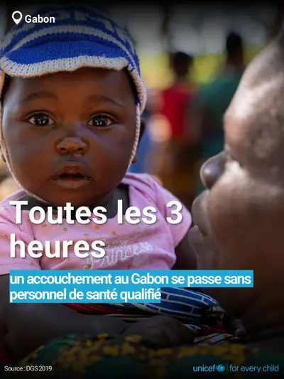Skilled birth attendance tile for Gabon, Bold number · French