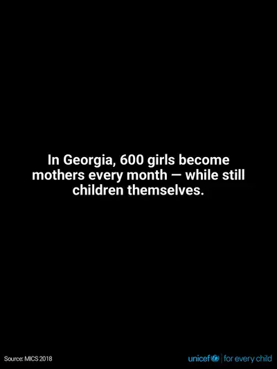Adolescent motherhood tile for Georgia, Text only · English