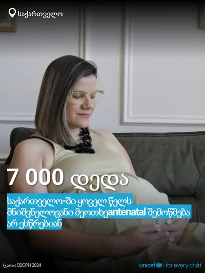 Antenatal care tile for Georgia, Bold number · Georgian