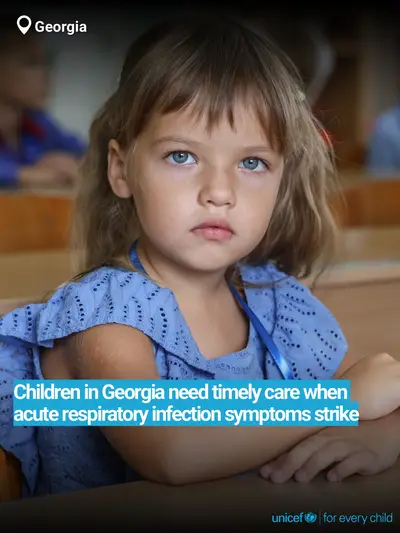 Childhood pneumonia tile for Georgia, Bold number · English
