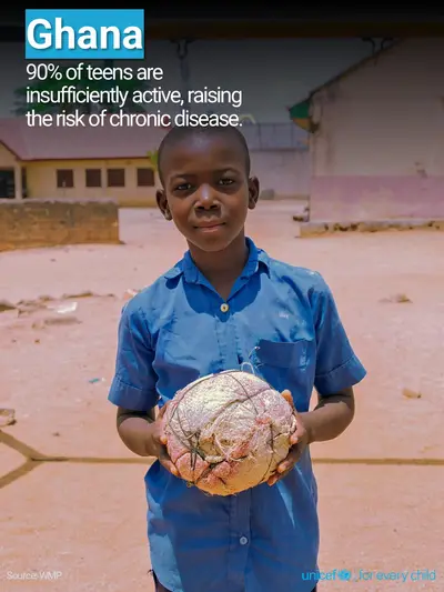 Adolescent physical activity tile for Ghana, Photo · English