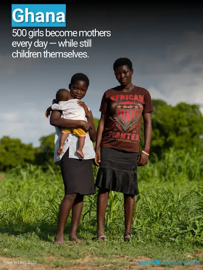 Adolescent motherhood tile for Ghana, Photo · English