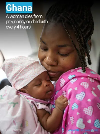 Maternal mortality tile for Ghana, Photo · English