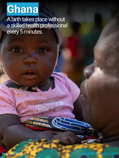 Skilled birth attendance tile for Ghana, Photo · English