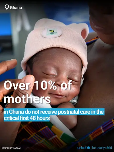 Postnatal care tile for Ghana, Bold number · English